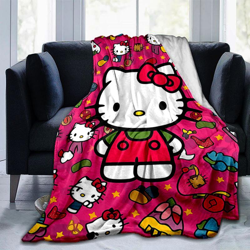 1pc Playful Hello Kitty Adventure Blanket Home Decorative Throw Gift for Family and Friend, Living Room, Travel, Camping, Car Blankets, Beach, Office
