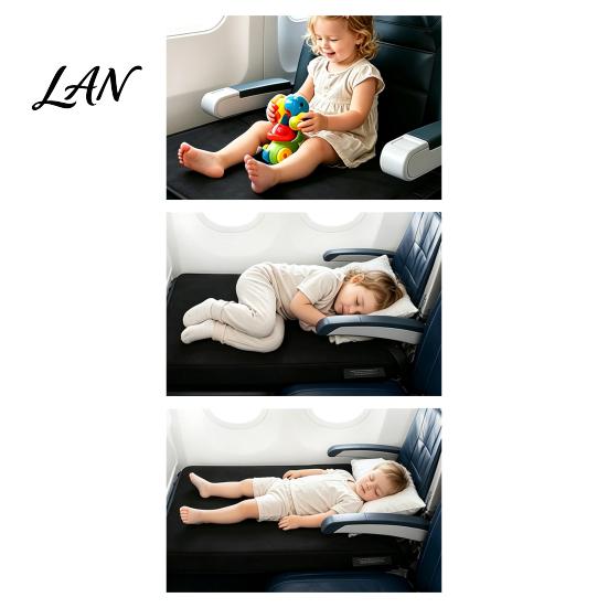 Toddler Travel Essentials Airplane Bed, Portable Seat Extender, Kids Soft Velvet Leg Rest Foldable for Long Flights, 31.1 x 17.32 Inches Support