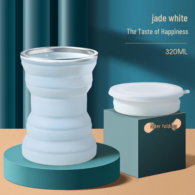 Портативная силиконовая складная дорожная кружка с крышкой - Мини-телескопическая чашка для полоскания для использования на открытом воздухе