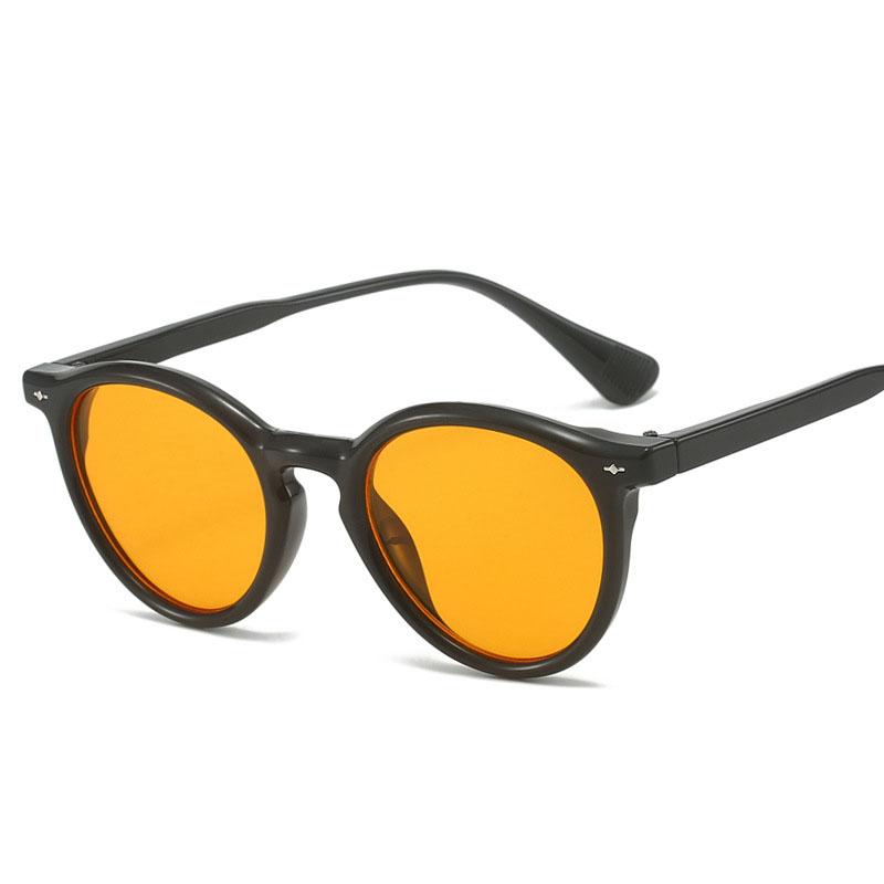 Женские солнцезащитные очки круглой формы, винтажные, ретро, с отделкой заклепками, солнцезащитные очки для женщин, защита UV400, мужские солнцезащитные очки