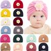 Children's Knitted Hat  And Winter Warmth Flower Hat Infant Solid Color Baby  Hat