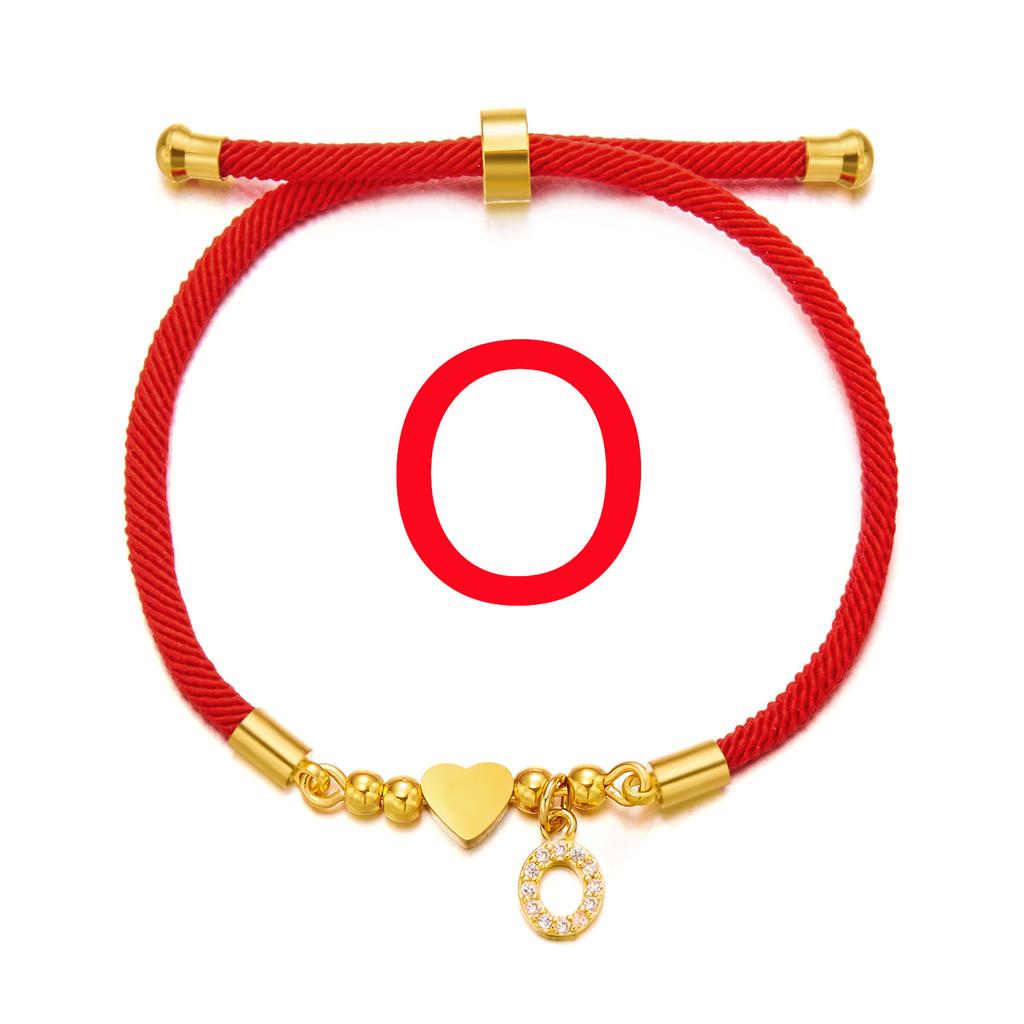 Женский браслет из нержавеющей стали с 26 буквами, AZ, алфавит, сердце, регулируемый плетеный браслет Lucky Red Rope, ювелирное изделие, подарок