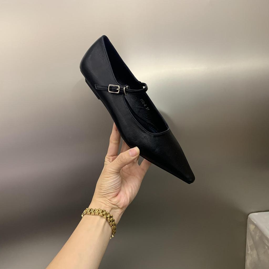 Модные балетки для женщин 2025 Весна Осень Новые туфли Мэри Джейн Низкий каблук Остроносые На плоской подошве Женская обувь Большой размер 42 43 44