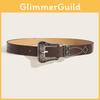 Fashion Punk Wide Belt With Alloy Buckle And Pearl Bead Decoration For Women