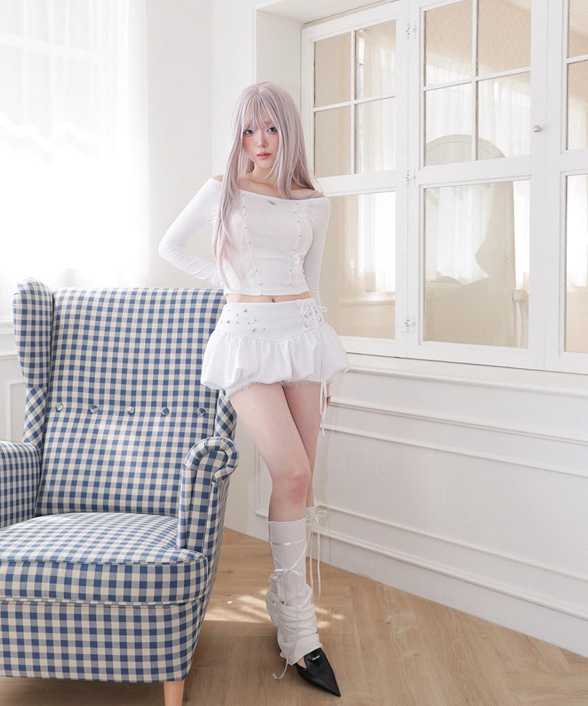 Юбка-шорты с корсетом Chelikwili Bubble Skort - Белый