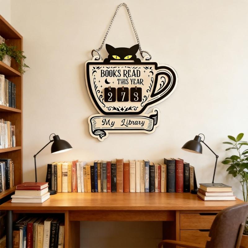 Счетчик прочитанных книг за год Трекеры книг Подпись Подарок книголюбу для учителей, библиотекарей, читателей Деревянные декоры для библиотеки