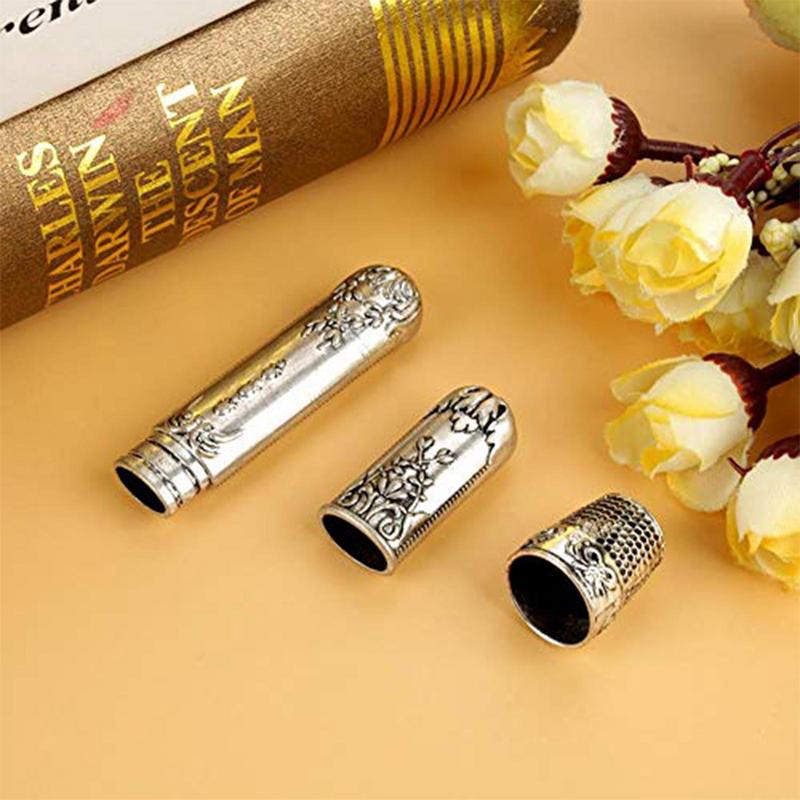 Набор вышивальных ножниц Прецизионные ножницы Швейный набор Наперсток Игольница Швейные инструменты Изысканный металлический швейный наперсток Винтаж