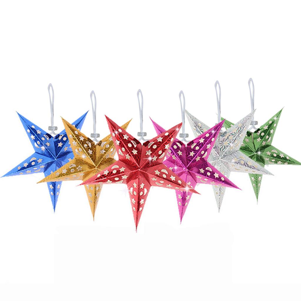18 Inch Christmas Decoration Xmas Paper Star Holiday Star Hanging Ceiling Stars Pendant 3D Christmas Tree Lampshade 3D Paper Star Hanging Decoration