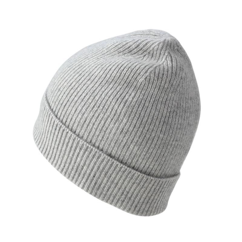 Women's 100% Pure Cashmere Hat - Stylish Solid Color Ear Protection for Autumn/Winter