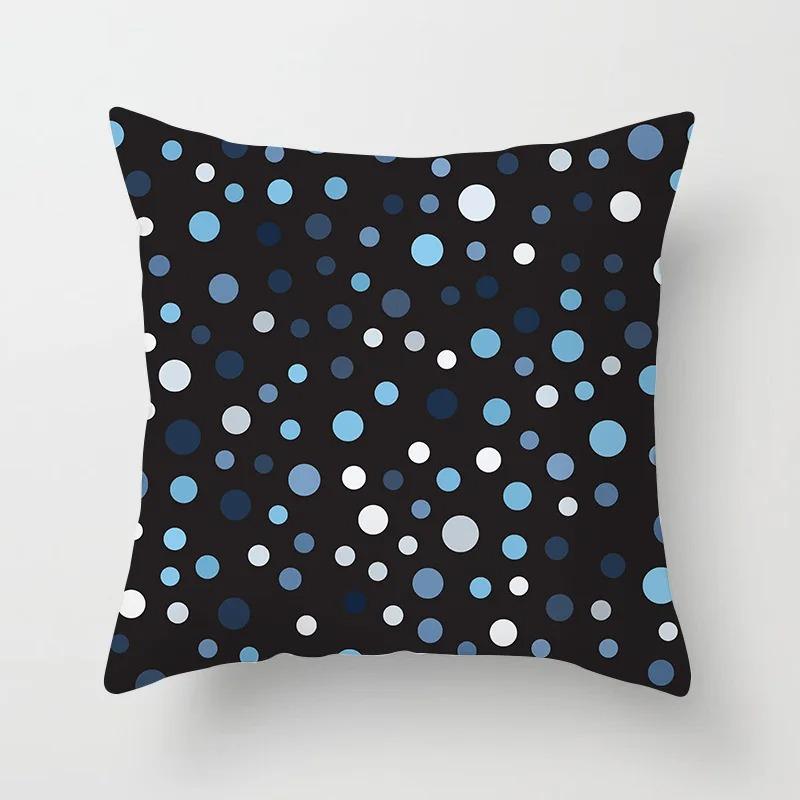 Office Living Room Home Pillowcase Geometric Black and Blue Pattern Printed Pillowcase Car Ornaments