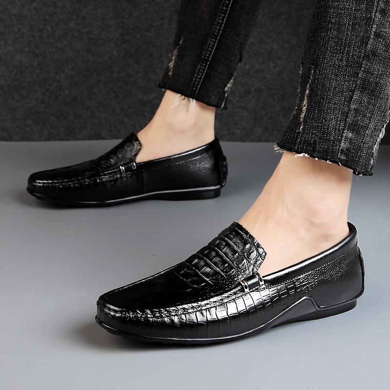 Fashion Luxury Men Outdoor Shoes Fashion Mens Slip On Shoe Genuine Leather Busines All-match Male Flats High Quality Men's Retro Loafers