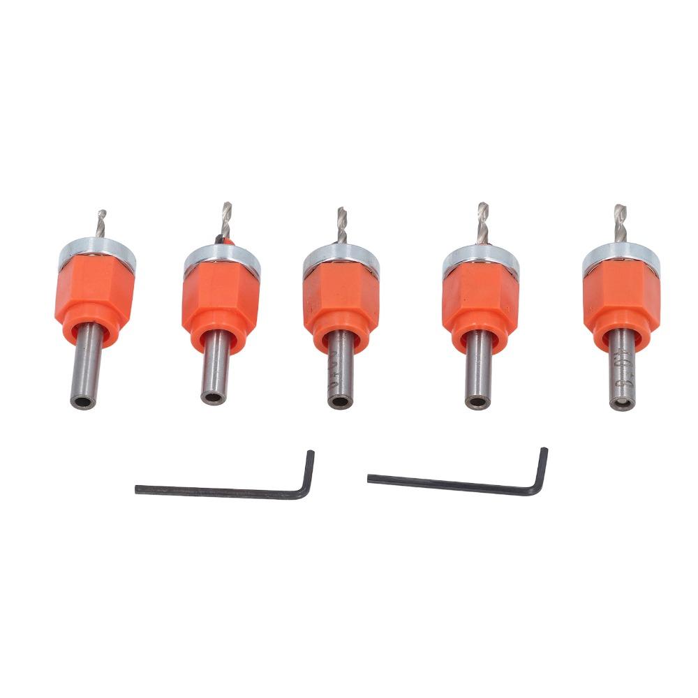 5pcs High Speed Steel Countersink Drill Bit Set Wood Countersink Bit Kit PVC Edge Banding