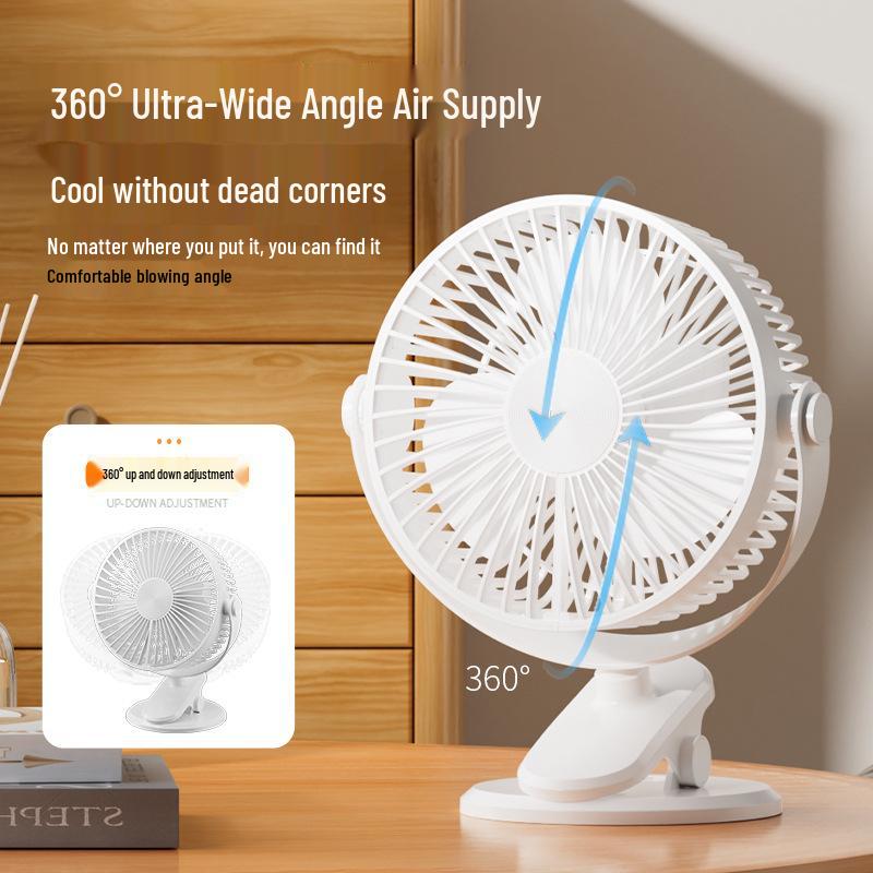 360° Wide-Angle Adjustable Desktop Fan with Type-C Port