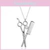 Unique Hair Styling Scissor Pendant Necklace With Electroplated Alloy For Daily Or Special Occasions