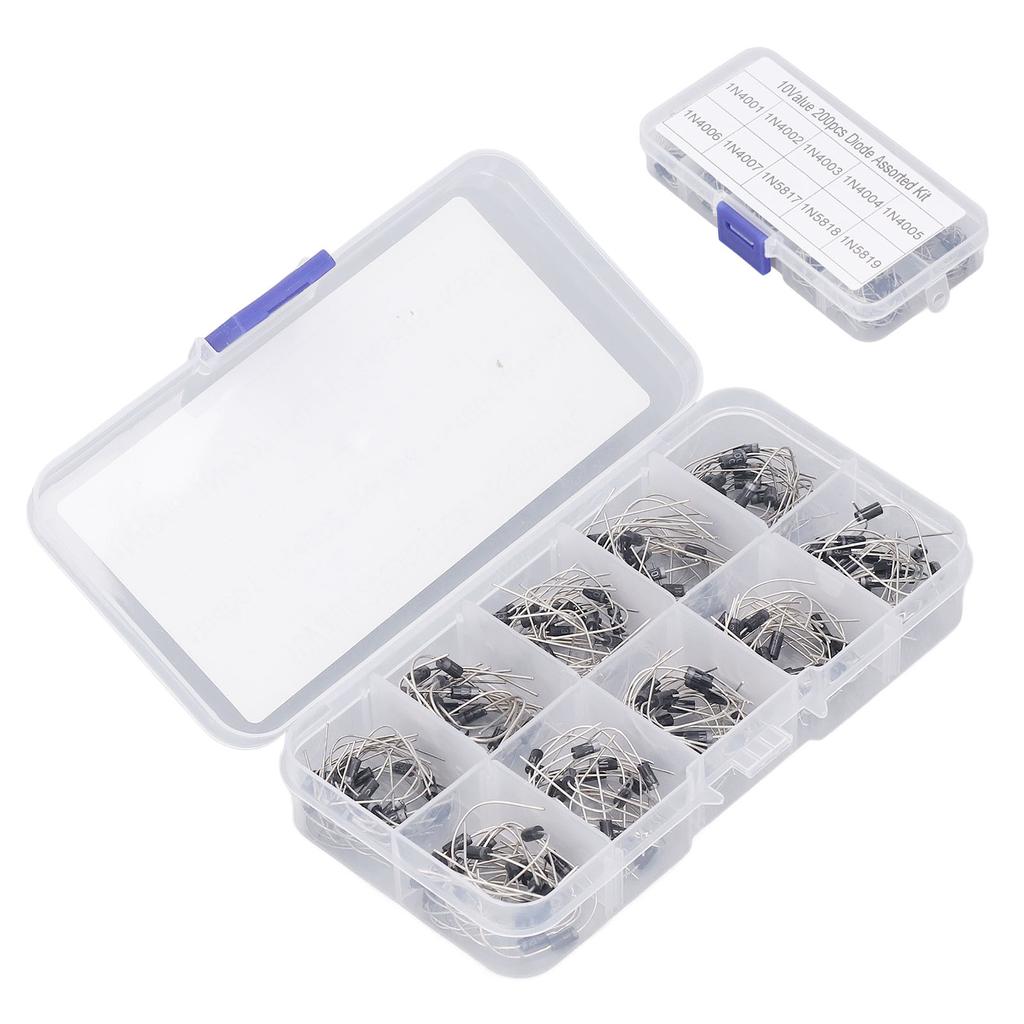 200 шт. Выпрямительные диоды 1N4001 - 1N4007 - 1N5819 Ассорти Набор для разработки продукции и обслуживания
