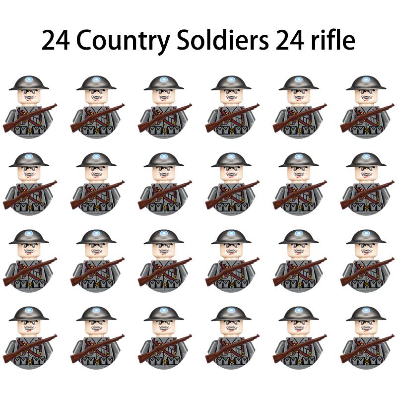 Нетоксичные 24 шт. Военные Фигурки Вторая Мировая Война Военный Продукт Фигурка Солдата Строительные Блоки Детский Праздничный Подарок Игрушки Подарки Забавные