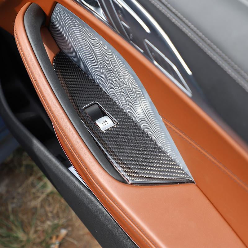 Soft Carbon Fiber Style Car Window Lift Button Panel Frame Cover Sticker For BMW 8 Series G14 G15 -2023 Auto