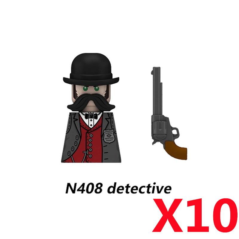 MOC Military Soviet US Soldier Figure Building Block Cavalry Pilot Western Cowboy Detective Weapon Sword Cloak Kid Toy Gift K148