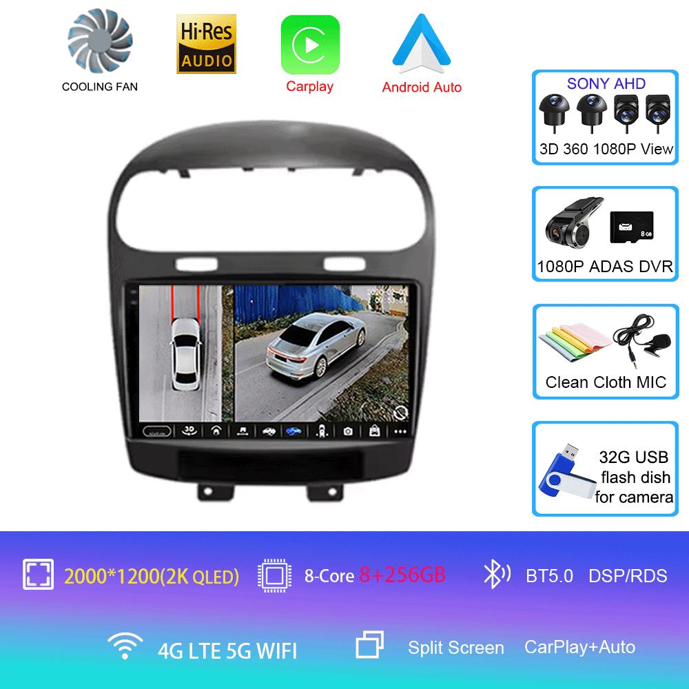 Для Dodge Journey Fiat Leap Freemont 2011 - 2020 Автомагнитола Мультимедийный плеер Навигация GPS DSP 4G Wi-Fi Carplay Auto Android 14