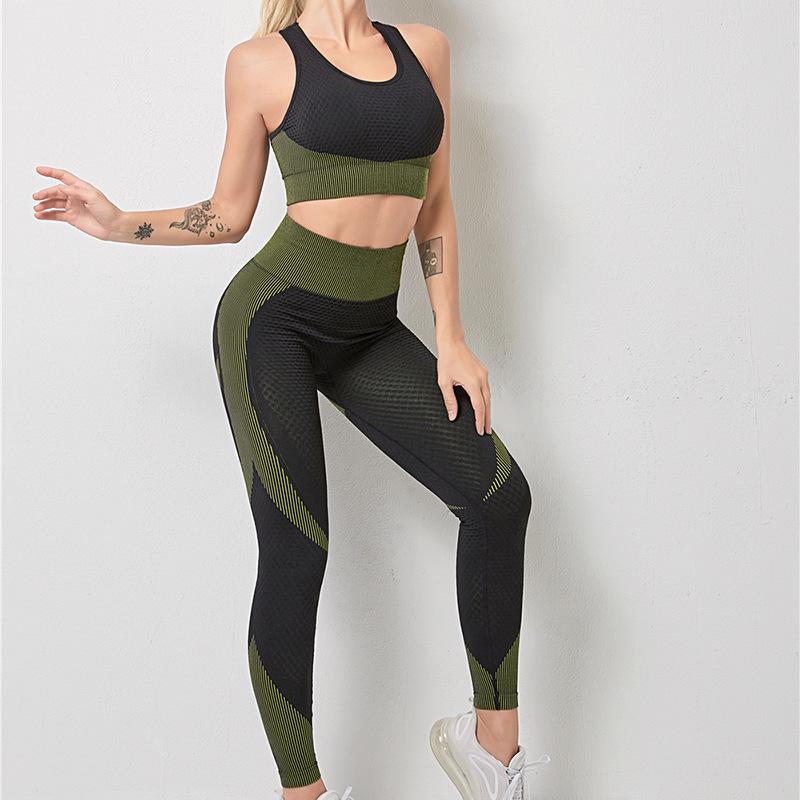 Женский бесшовный трикотажный комплект для йоги осень/зима: Эластичный фитнес-костюм из 3 предметов для поднятия бедер