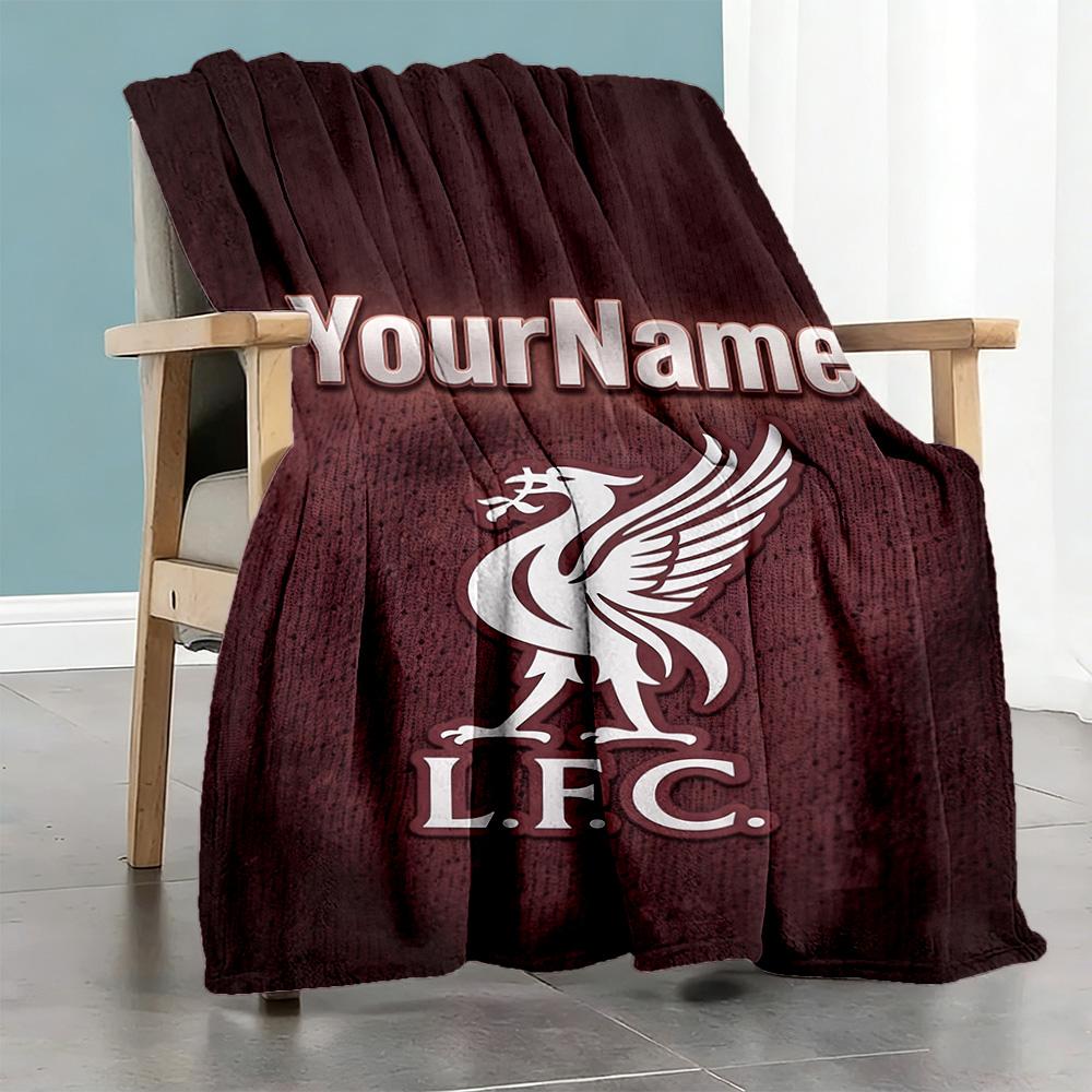 Liverpool Personalized Text Blanket Cozy Personalized Blanket Soft Warm Cozy for Seaside Nap Sofa Bed Four Seasons Multipurpose