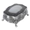 Metal Jewelry Box Engraving Pattern Exquisite Vintage Trinket Box with Soft Velvet Inner for Rings