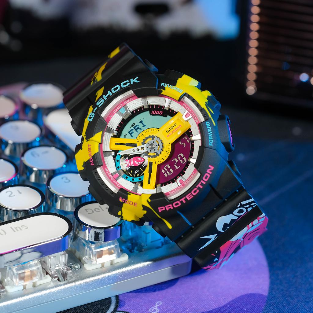 Casio Мужские часы с двойным дисплеем (жидкокристаллический/аналоговый) Серия White GA-110LL-1APR-