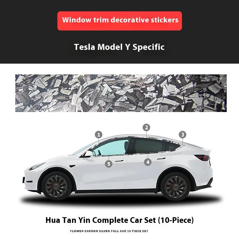 For Tesla Model 3/Y Window Trim Chrome Delete Vinyl Wrap Kit Gloss Black Pink Carbon Fiber Style Auto Accessory for Enhanced