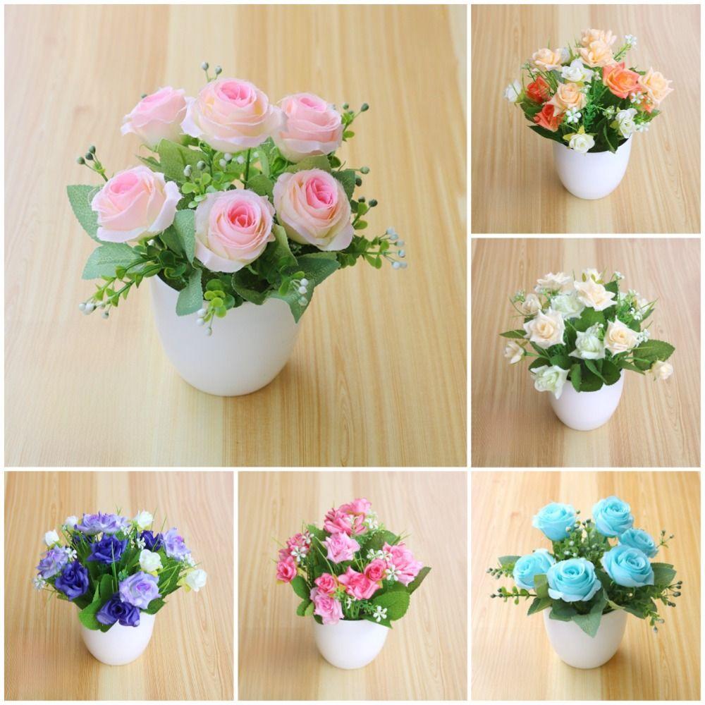 Rose Artificial Potted Plant Plastic False Plants Ornament Potted Plant  Wedding Arrangement