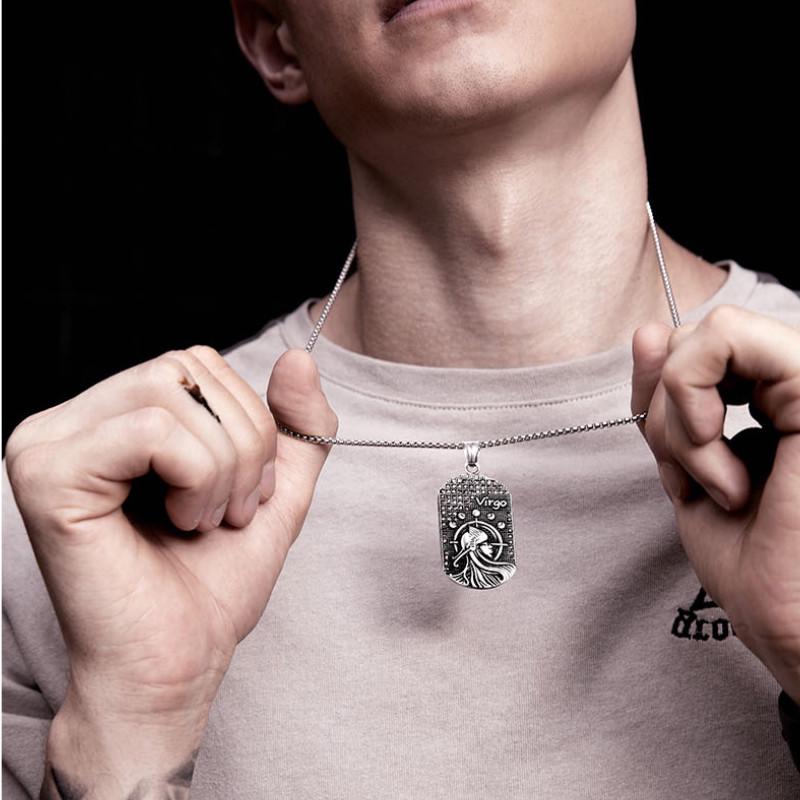 Цепочка из титановой стали для мужчин и женщин. Кулон 12 созвездий. Знаки зодиака в подарок