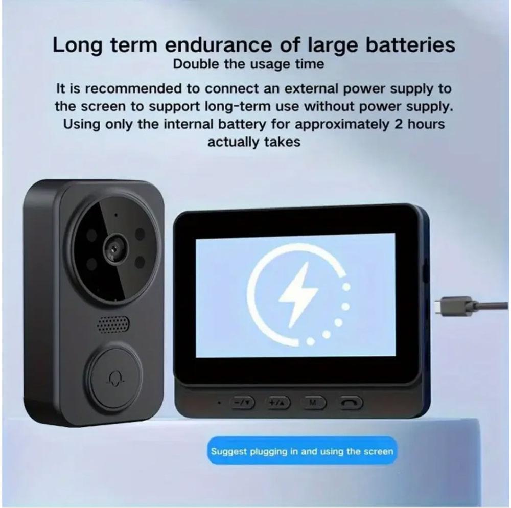 Умный беспроводной видеодомофон 4,3 дюйма с двусторонней связью и камерой-глазком