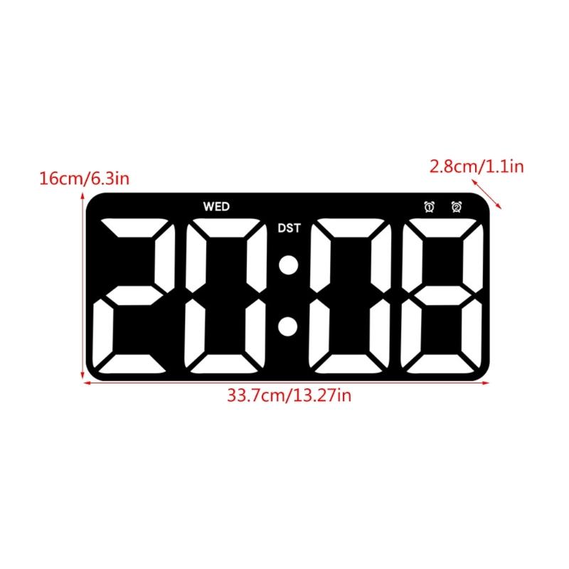 Digital Wall Clock With Large LED Display, Countdown Timer, Calendar, Thermometer, Adjustable Brightness
