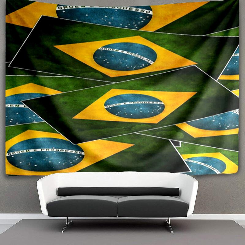 Brazil Artwork Printed Tapestry, Fabric Tapestry Wall Hanging Decoration for Bedroom, Living Room, Dorm Room Home Party Fan Gifts