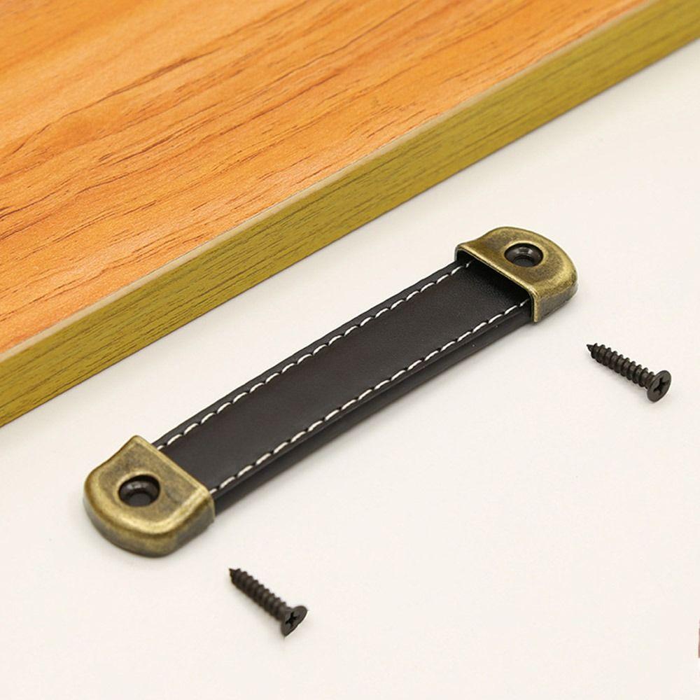 Цинк Цинковый сплав Ручка для ящика с винтами Мебельные ручки Винтажная кожаная ручка Шкаф