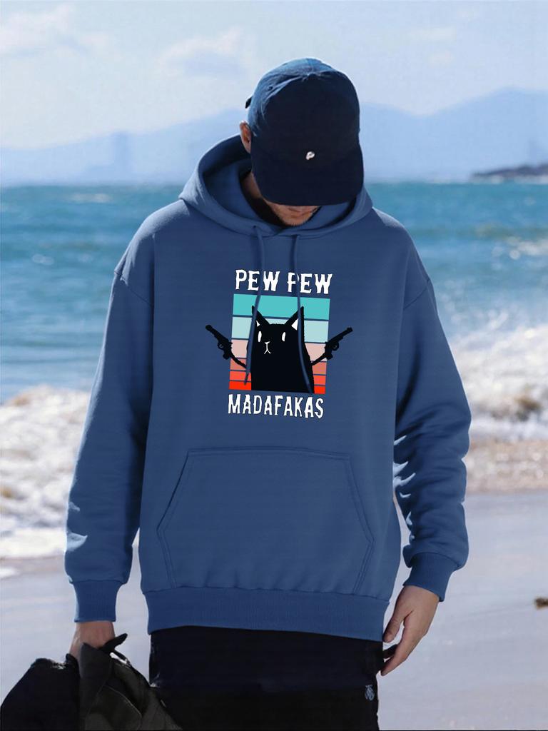 Pew Pew Madafakas Cats Prints Hoody Men Casual Oversized Pullover Autumn Fashion Hoodies Multicolor Pocket Male Sportswear