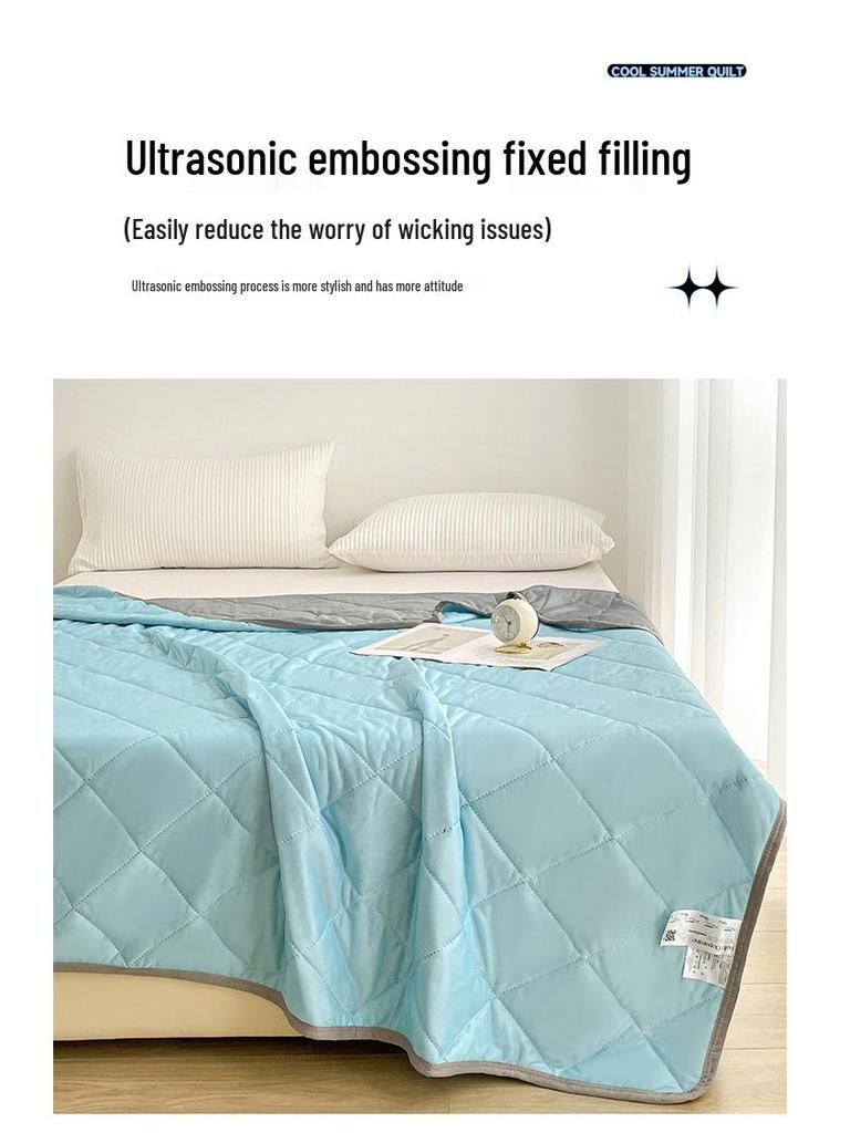 Охлаждающее летнее одеяло из ледяного шелка класса А - Однотонное, машинная стирка, тонкое подарочное одеяло для односпальных и двуспальных кроватей