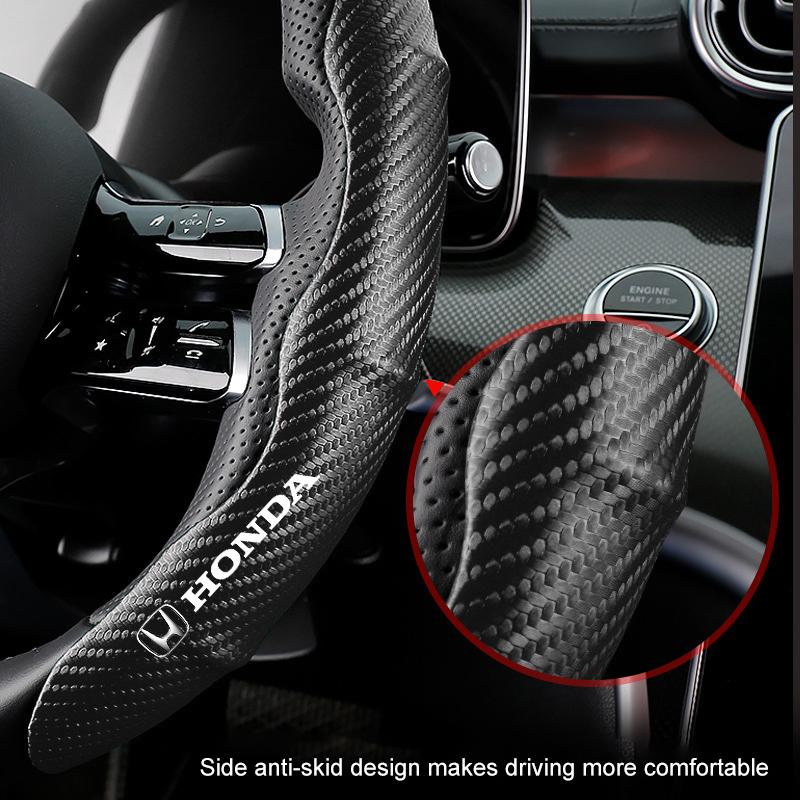 2pcs Carbon Fiber Non-Slip Steering Wheel Cover Car Accessories For Honda Fit Mugen Insight Type S R VTEC DOHC Modulo Vezel Legend RR Si