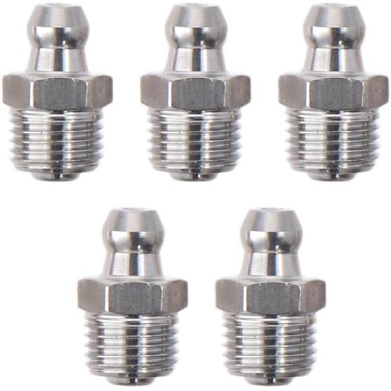 BYOBYO 10pcs Stainless Steel Straight Grease Fitting, Silver Tone M6/M8/M10 x 1mm Thread Hydraulic Grease Nipple Zerk Fitting Nozzle(M10 x 1)