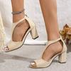 2024 Summer New Sandals Women High Heels Shoes New Woman Fashion Square Head Sexy Dress Wedding Pumps Slingback Mujer Zapatillas