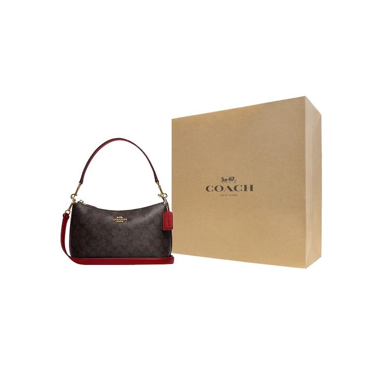 New COACH Clara Cow Leather Shoulder Bag, Crossbody Bag Women's Dark Brown CF377-IMRVQ