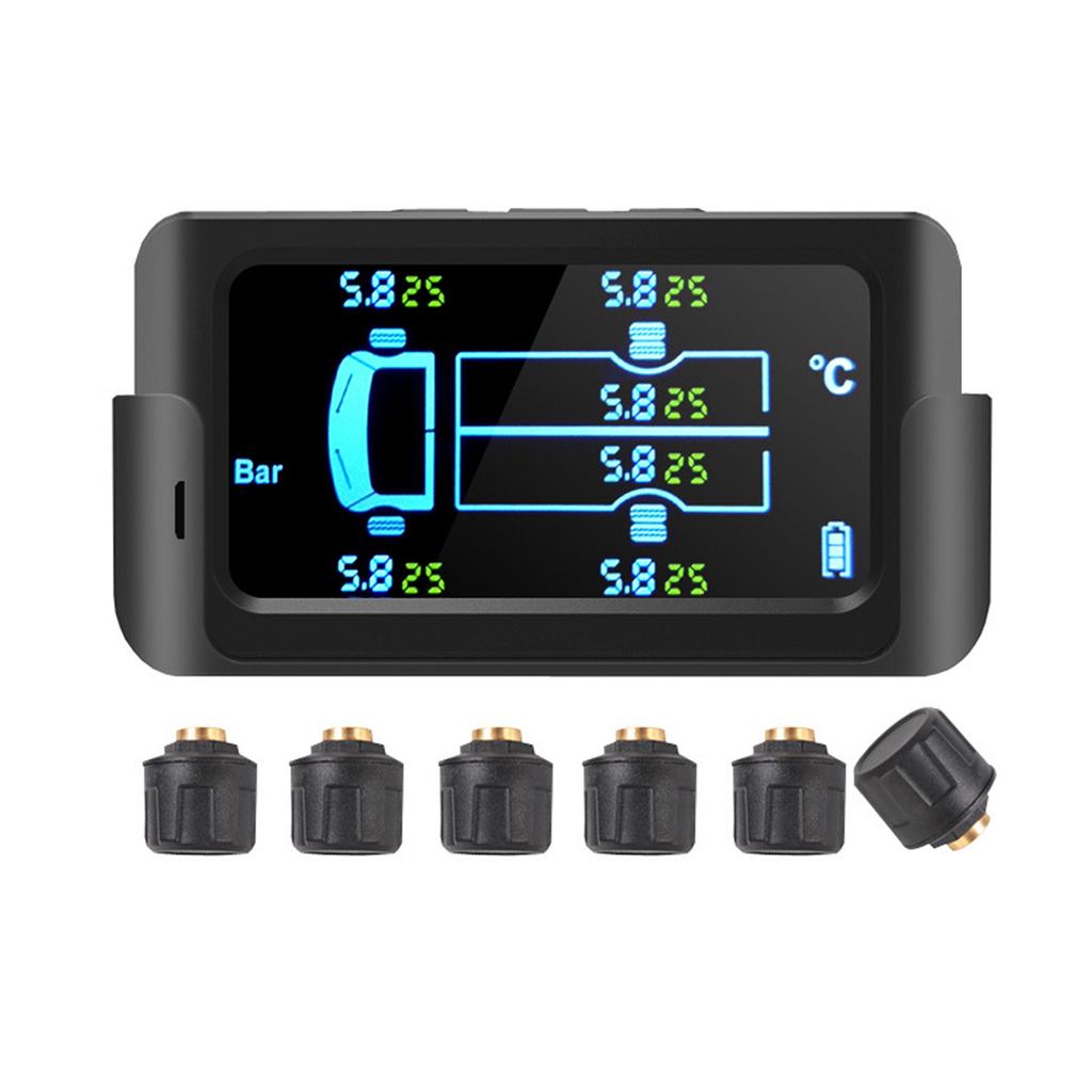 Auto Truck TPMS Car Wireless Tire Pressure Monitoring System with 6 External Sensors Replaceable Battery LCD Display
