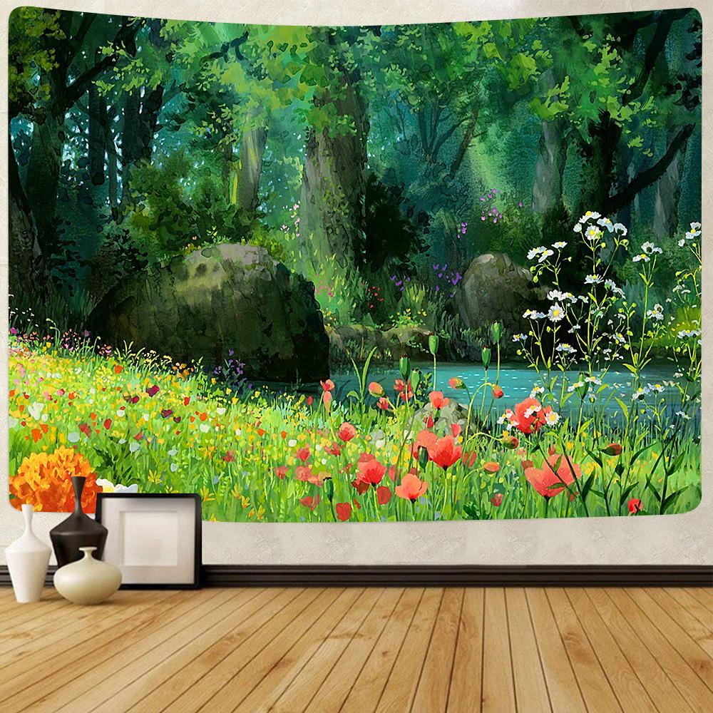 Colorful Floral Plant Print Tapestry Rose Art Pattern Tapestry Home Bedroom Decorative Tapestry