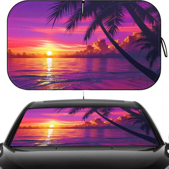 Windshield Sun Shade - Car Sun Shade Windshield Keeps Interior Cool, Foldable Sunshade for Car Windshield with Storage Bag for Cars, SUVs, 55'' x
