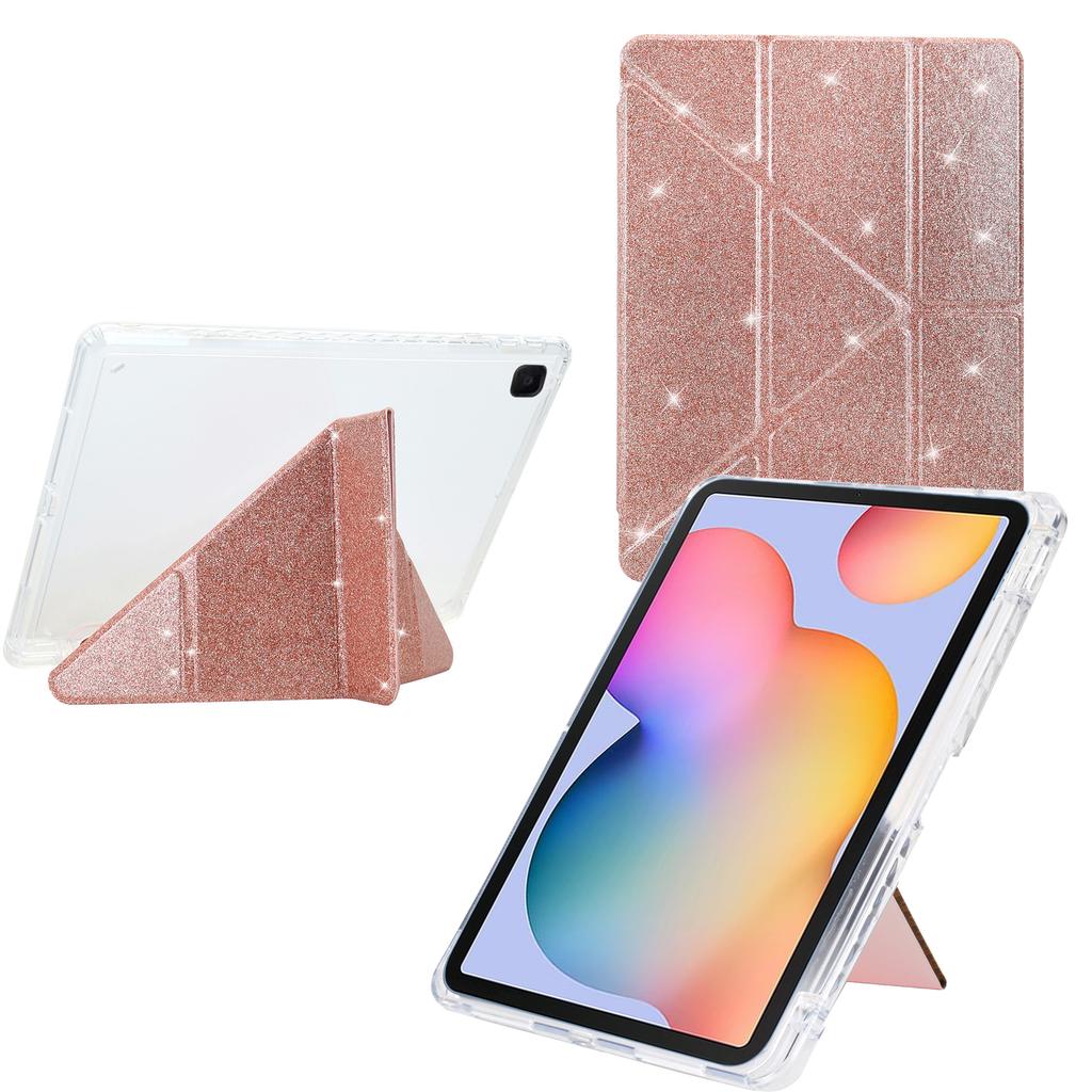 Tablet Case For Samsung Galaxy Tab S6 Lite (2024)/(2022)/(2020) P610 P615 Y-Fold Stand Glitter Leather TPU Acrylic Clear Cover
