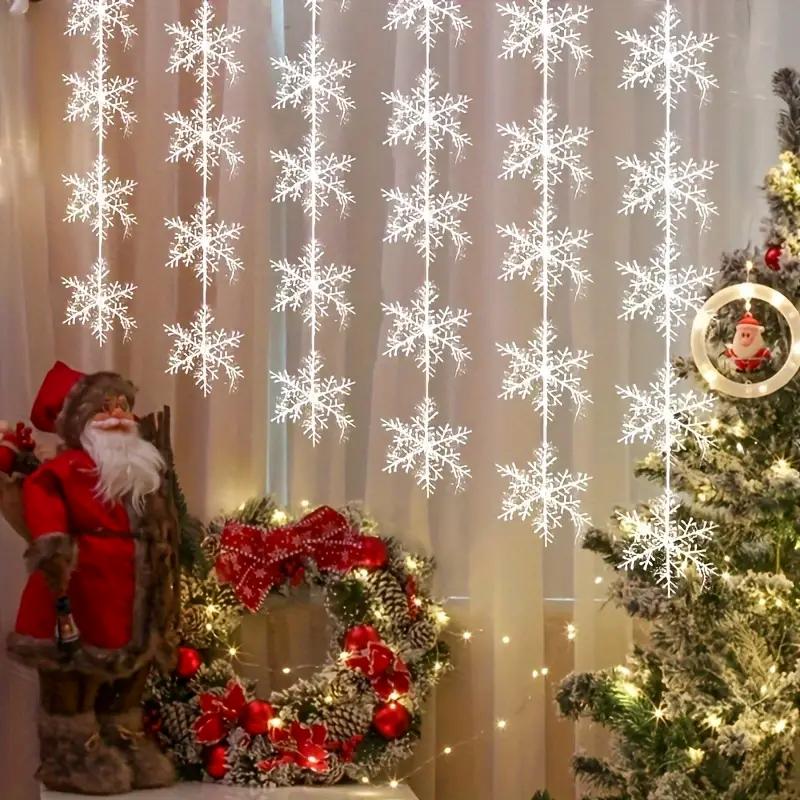 30 шт. Рождественские снежинки, подвесная подвеска для рождественской елки, искусственные пластиковые блестки, снежинки, украшение для дома, новогодний венок своими руками