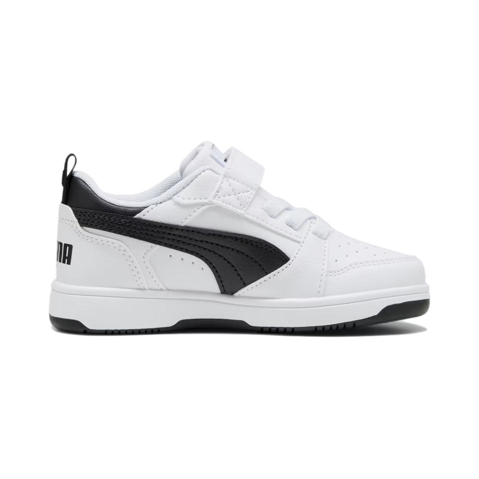 Puma Rebound V6 Lo Comfortable Versatile Durable Support Low-Top Kids Skate Shoes Kids Skate Shoes White Black 397419-02