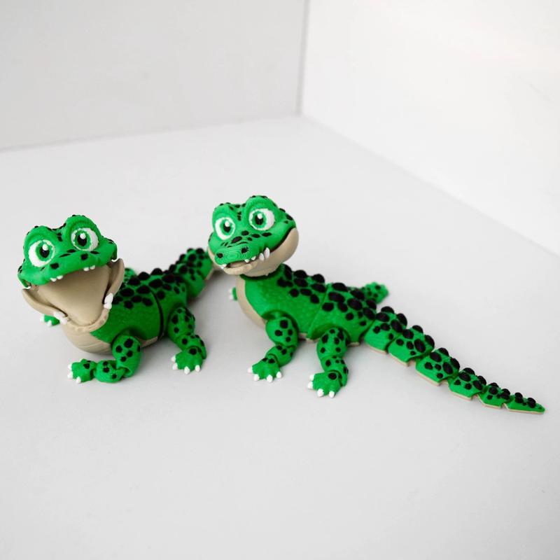 Реалистичная маленькая статуэтка-игрушка крокодила 3D-печать Игрушка Суставы Подвижный Крокодил Зоопарк Маленькое Животное Настольный Декор Детский Забавный Подарок