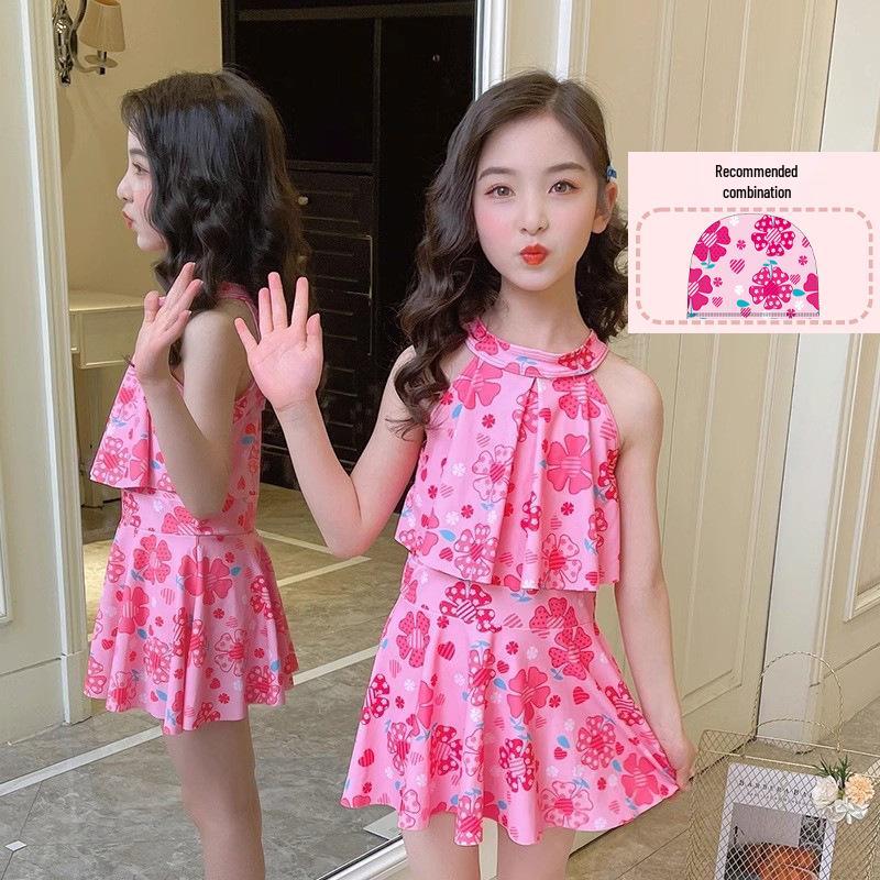 Детский мультяшный слитный купальник с юбкой для девочек 2024 года - Доступен для детей маленького и среднего возраста