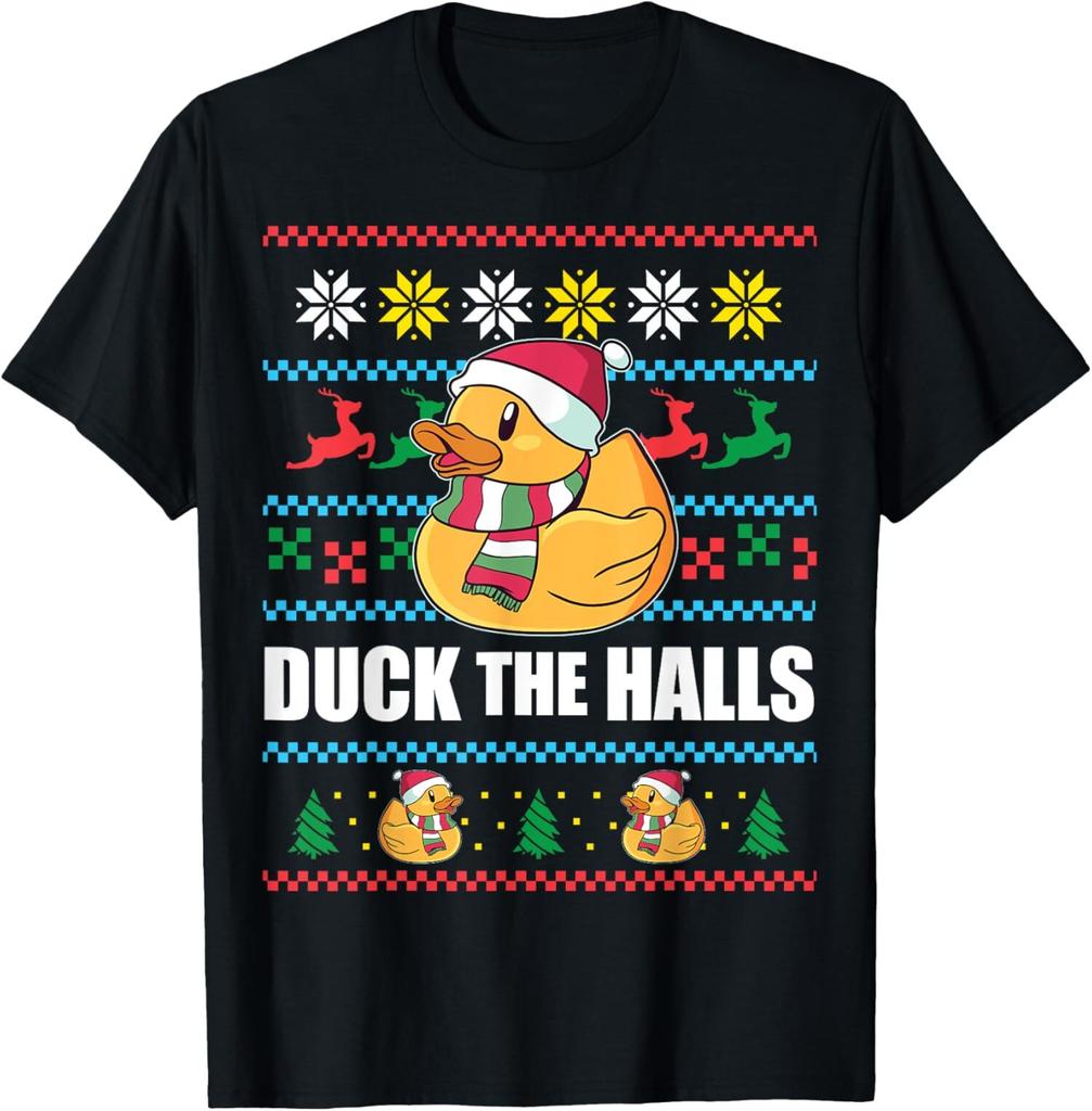 Duck The Halls! Ugly Christmas Jumper Funny Santa Unisex T-Shirt