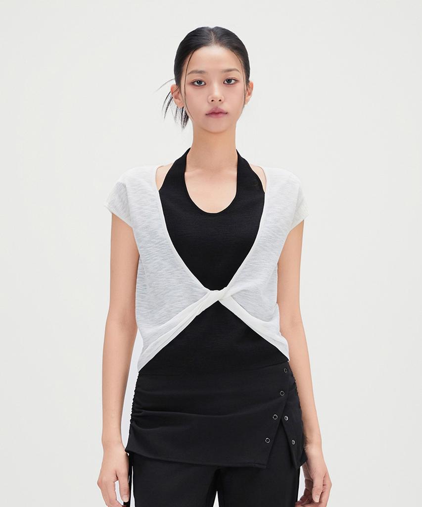 MIXXO Layered Twist Short Sleeve Knit Re Kag54Ss_Miwkag73Qs